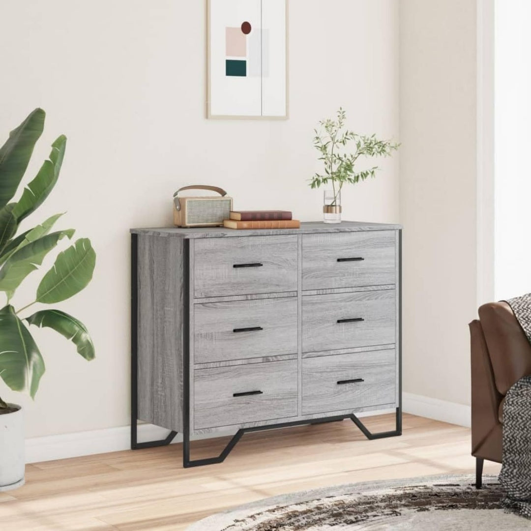 Eichenbraun und Grau gibt dem Sideboard einen farblichen Akzent