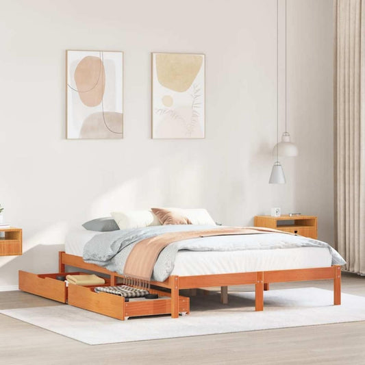 Bettgestell aus Massivholz und Kiefernholz mit Schubladen