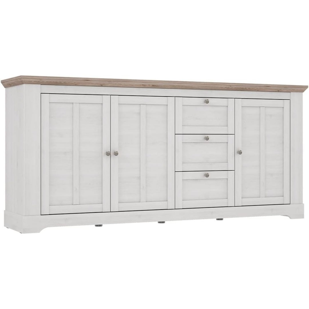 3 Schubladen treffen auf Hoehenverstellung an dem Sideboard